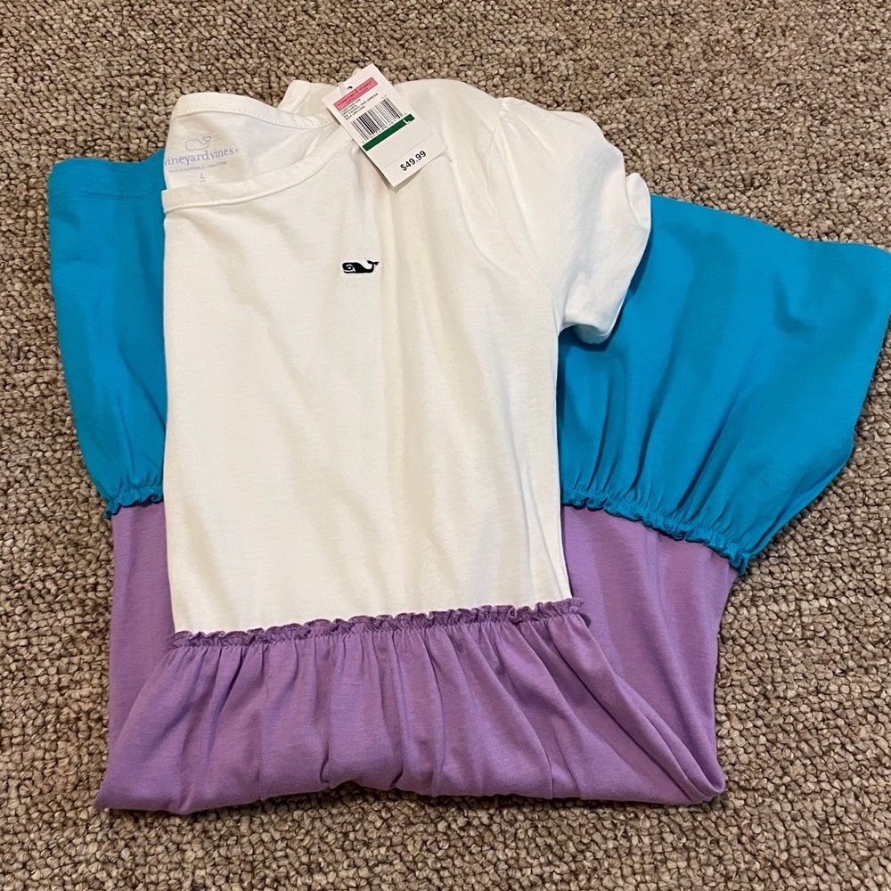 Vineyard Vines White and Purple Kids Casual Dress